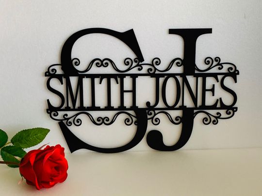 Discover Two Split Letters Personalized Initials Wall Monogram  Metal Hanging Sign First and Last Name, Housewarming, Anniversary Gifts
