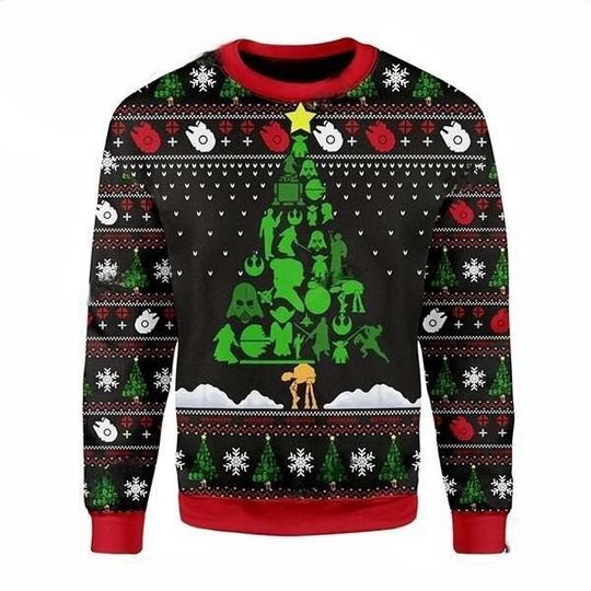 Discover Green Xmas Tree 3D All Over Printed T-shirt, Movie Characters Ugly Christmas Sweater