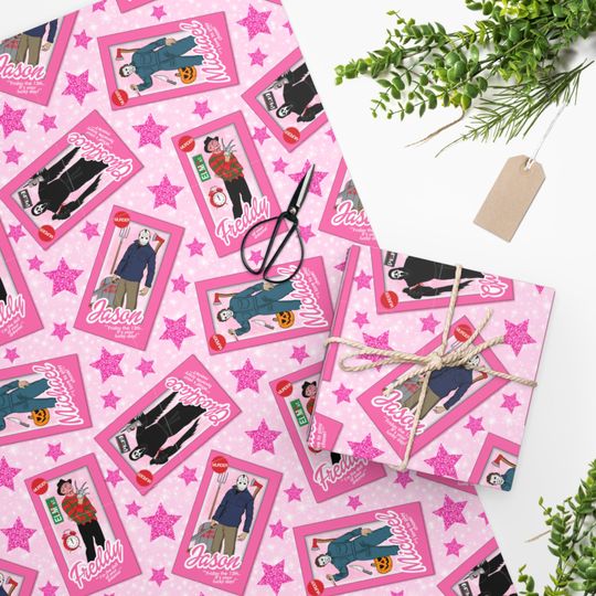 Discover Pink horror doll Wrapping Paper, scary film characters