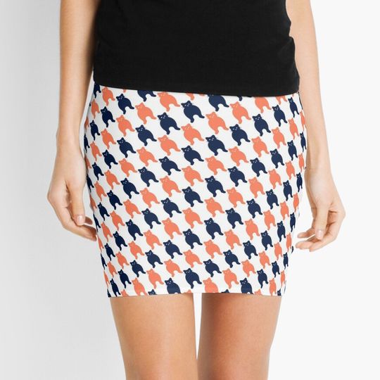 Discover Cat Houndstooth Houndstooth Mini Skirt