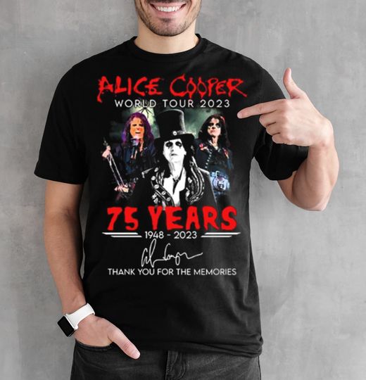 Discover 75 Years Alice Cooper Signature Shirt, 2023 Tour Alice Cooper