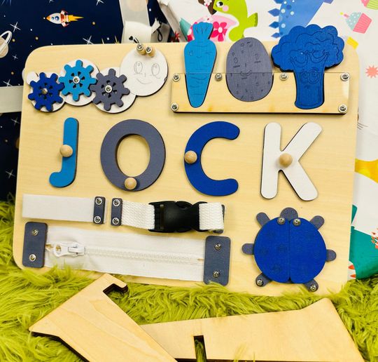 Discover Interactive Name Puzzle Busy Board | Personalized Baby Gift
