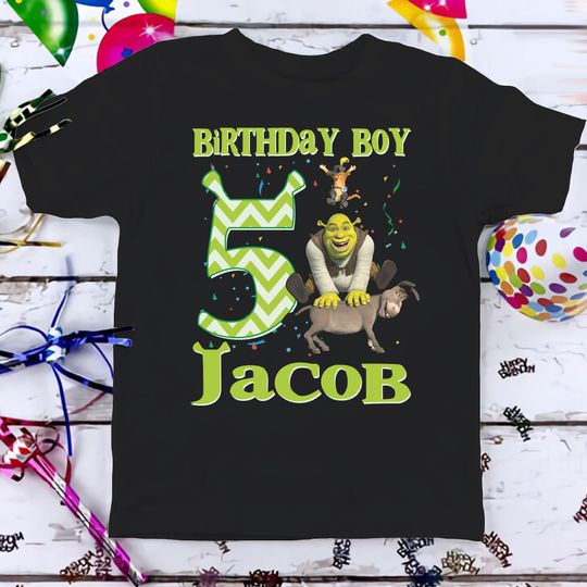 Discover Shrek Birthday T-Shirt, Green Ogre Cartoon Custom Personalized Boy Girl Birthday Shirt