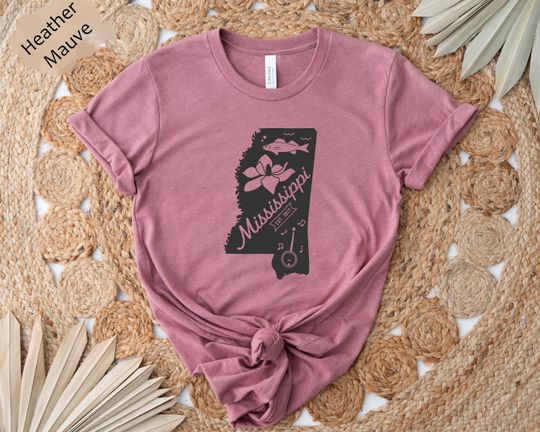 Discover Mississippi State Map Graphic Tee - Mississippi Design