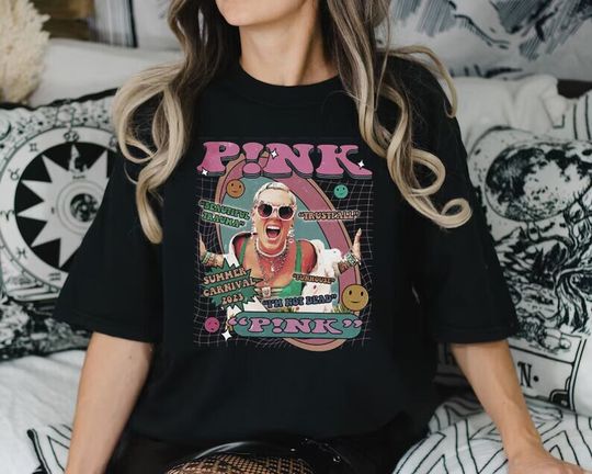 Discover Pink Music Shirt, Trustfall Album Vintage Graphic Y2K 90s, Summer Carnival Tour 2023 Gift