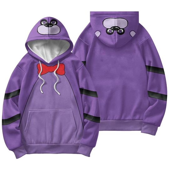 Discover Purple Scary Bear 3D Hoodie, Family And Friend Nostalgia Costume, Horror Game Cosplay