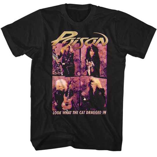 Discover Poison Look What The Cat Dragged In Black Adult T-Shirt