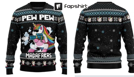 Discover Unicorn Pew Pew Ugly Christmas Sweater