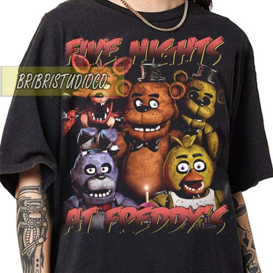 Discover Five Nights At Freddy's 90s Vintage Bootleg Style Meme T-Shirt - Five Nights At Freddy's  Shirt