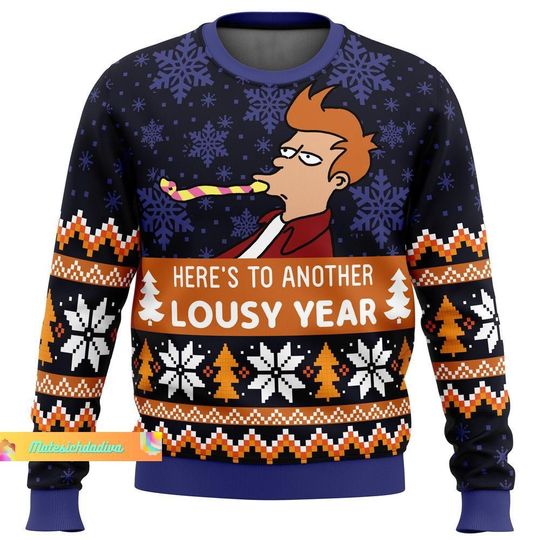 Discover Christmas Gift, Futurama Ugly Sweater, Lousy Year Christmas Sweater