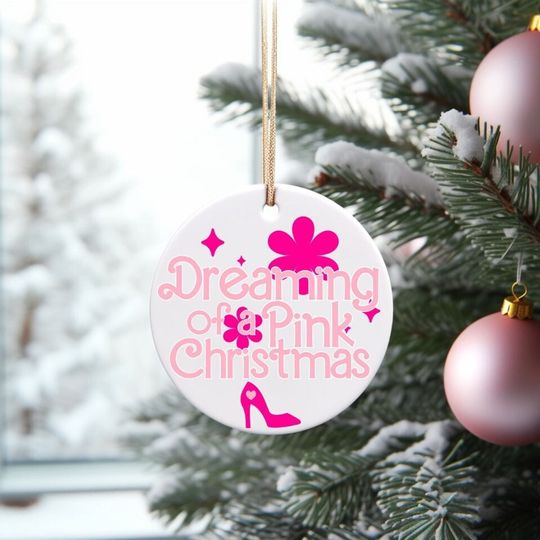 Discover Dreaming of a Pink Christmas Christmas Ornament | Personalized Ceramic