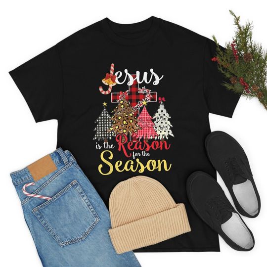 Discover Jesus Is The Reason For The Season Funny Christmas Tree T-Shirt