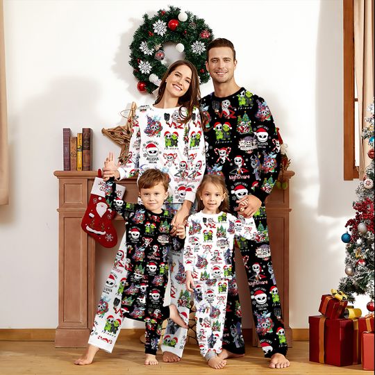 Discover Nightmare Before Xmas Group Christmas Matching Family Pajamas Set, Christmas Pajamas