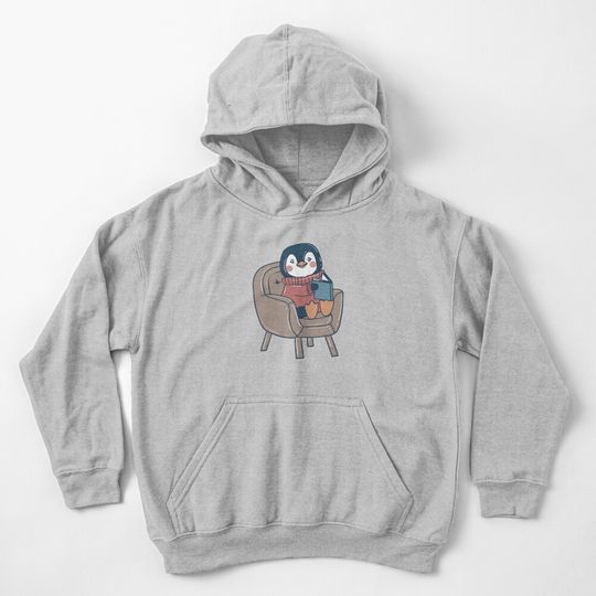 Discover Cute Penguin Reading Kids Pullover Hoodie