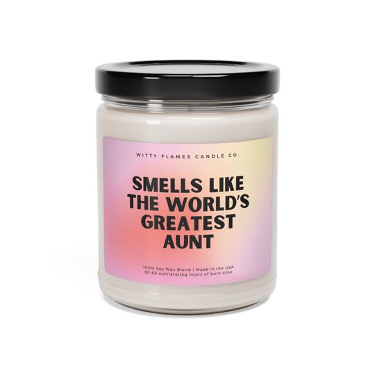 Discover World's Greatest Aunt Scented Soy Candle, Pink Aura Gradient Candle