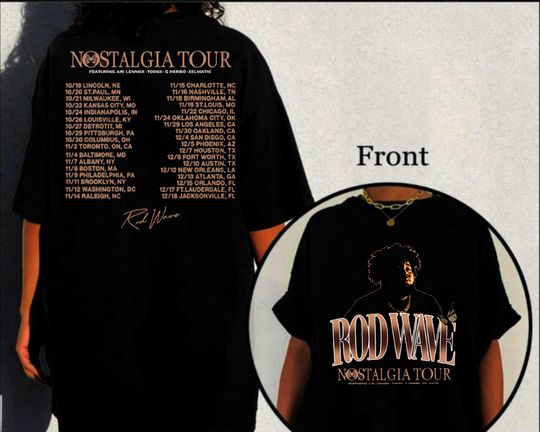 Discover Rod Wave Nostalgia Tour 2023  Both Sides T Shirt, Rod Wave Hip Hop Shirt