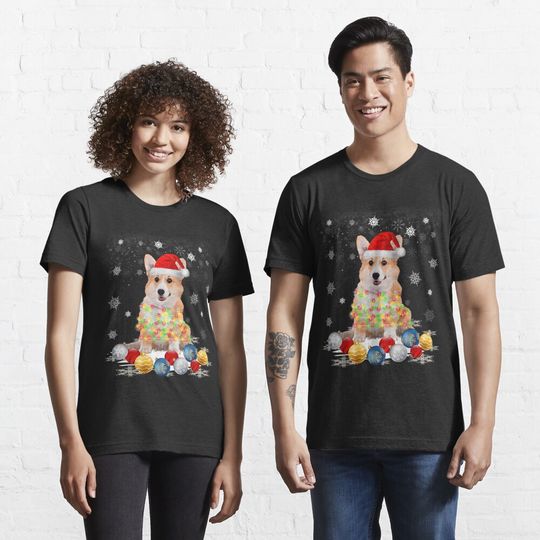Discover Corgi Dog Christmas Light Decor Xmas Pajamas Pj Essential T-Shirt