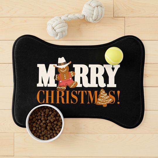 Discover Funny Christmas Western Cowboy Gingerbread Pet Mat