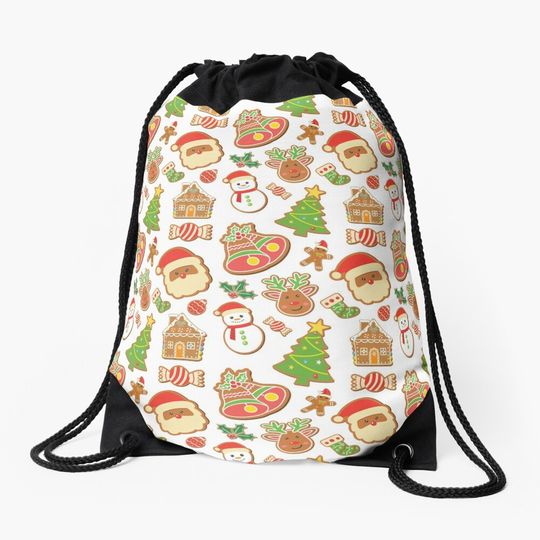 Discover Gingerbread Christmas Seamless Pattern Drawstring Bag