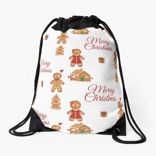 Discover Merry Christmas Gingerbread love Drawstring Bag