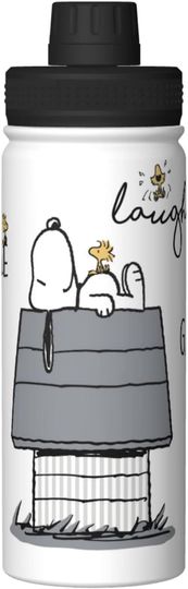 Discover Cute Snoopy Stainless Steel Water Bottles Sports Lid
