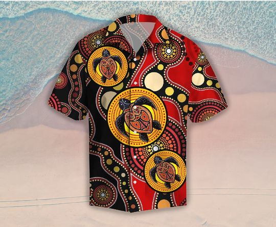 Discover Aboriginal Australia Indigenous Turtles Beach Shirt, Turtle Hawaiian Shirts