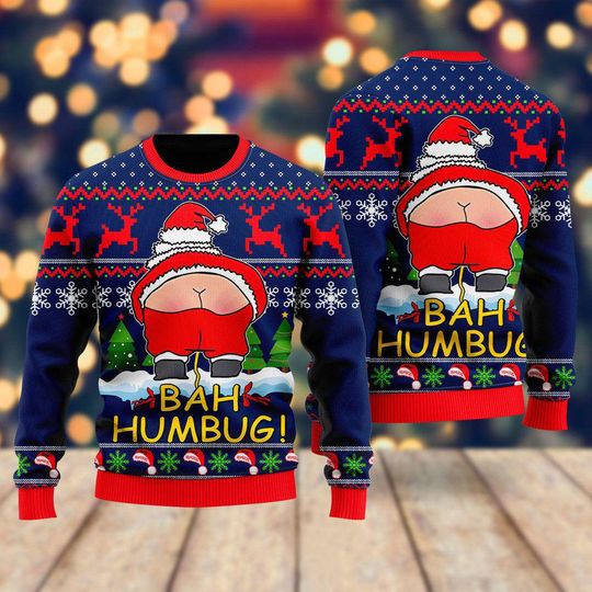Discover Santa Funny Bah Humbug Ugly Christmas Sweater, Christmas Sweater