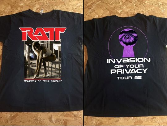 Discover RATTA Invasion of Your Privacy Tour '85 T-Shirt, RATTA Invasion Tour 1985 T-Shirt