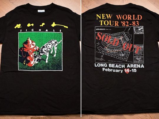 Discover Rush Signals New World Tour 82-83 Long Beach Arena T-Shirt