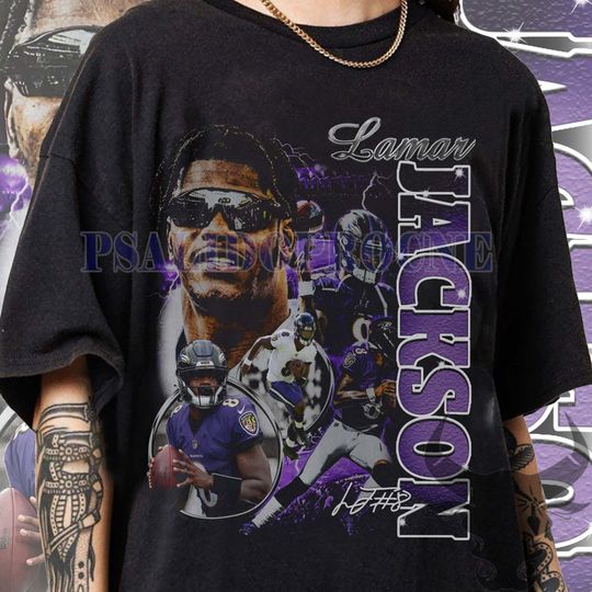 Discover Vintage 90s Graphic Style Lamar Jackson T-Shirt, Lamar Jackson Shirt