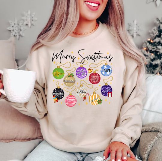 Discover Merry Swiftmas Sweatshirt, Cute Famous Christmas Ball Sweatshirt
