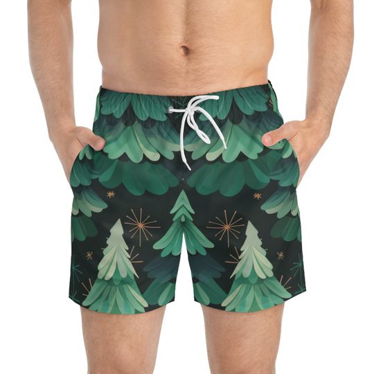 Discover Men's Swim Trunks Shorts Suit Black Navy Blue Green Evergreen Pine Shorts