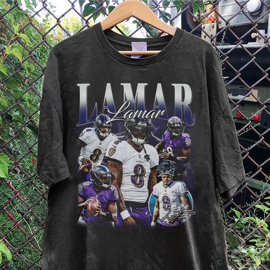Discover Vintage 90s Graphic Style Lamar Jackson T-Shirt, Lamar Jackson Shirt
