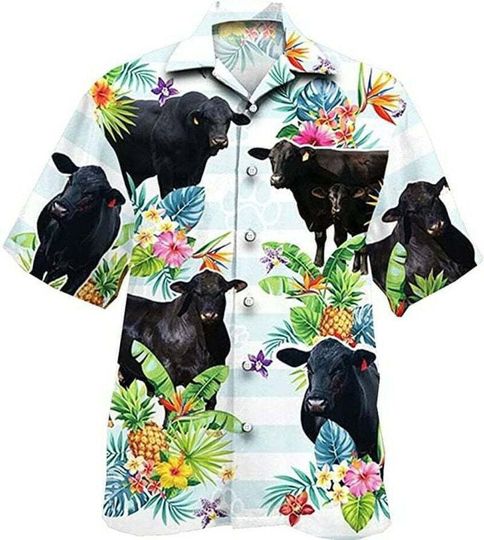 Discover Angus Cow Aloha Hawaiian Shirt Black Angus Cow 3D HAWAII SHIRT HALLOWEEN GIFT