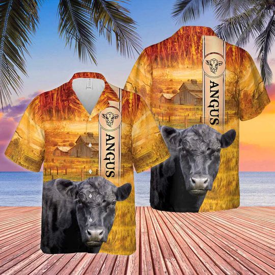 Discover Black angus Cattle Breed All Printed 3D Hawaiian Shirt, Cow Hawaiian Shirt, summ