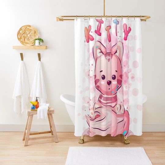 Discover Cute pink kitty Shower Curtain