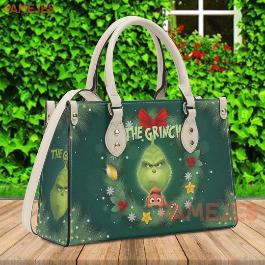 Discover The funny character Christmas wreath Women Handbag, Christmas Leather Bag