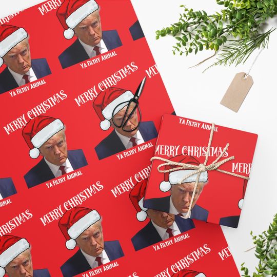 Discover Donald Trump Christmas Gift Wrap: Funny Design for Birthdays