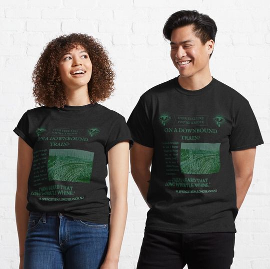 Discover Bruce Springsteen Downbound Train Vintage Newspaper Lyric Design Classic T-Shirt