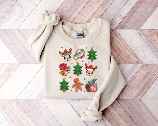Discover Doodle Merry Christmas Sweatshirt, Christmas Mouse And Friends Sweatshirt