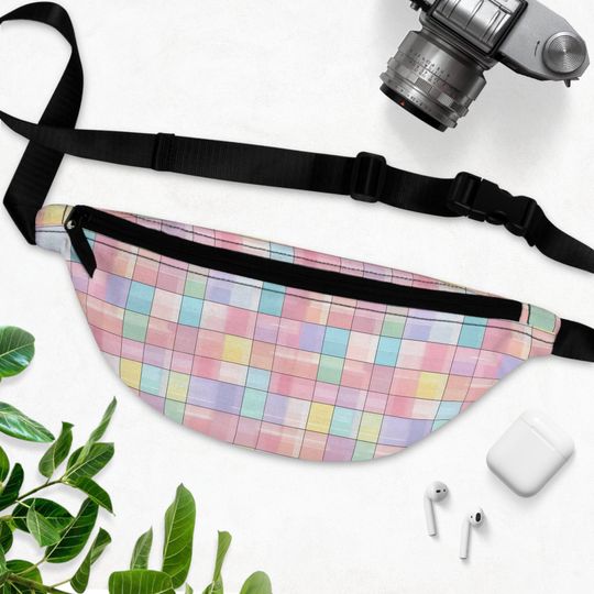 Discover Pink Checkered Fanny Pack