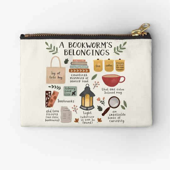 Discover A Bookworm's Belongings Makeup Bag