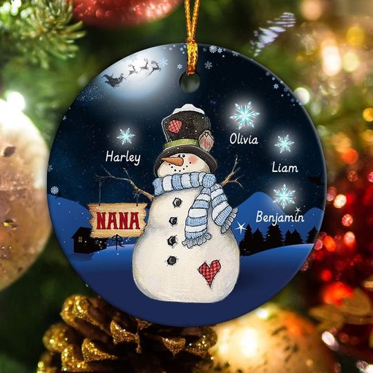 Discover Personalized Snowman Grandma Christmas Ornaments