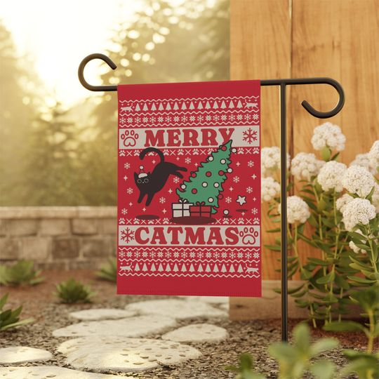 Discover Black Cat Garden Flag, Christmas Cat Garden