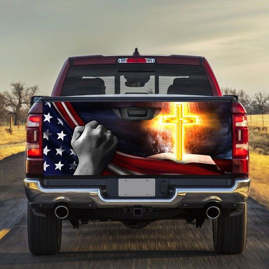 Discover America Jesus Christ Truck Tailgate Wrap Cross And Bible Tailgate Wrap Truck Bed Decal