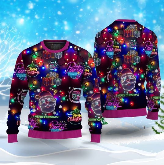 Discover Christmas Bright Neon Lighting Ugly Christmas Sweater, Neon Lighting, Ugly Sweater 2023