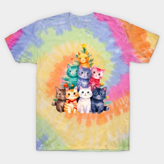 Discover Meowy Christmas Cat Lover Tie Dye T-Shirt