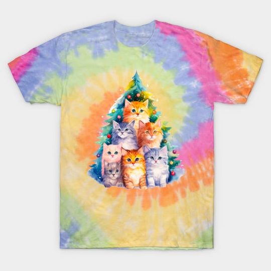 Discover Meowy Christmas Cat Lover Tie Dye T-Shirt