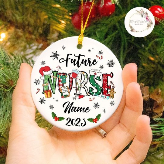Discover Personalized Future Nurse 2023 Christmas Ornament, Custom Name Nurse Student Family Christmas
