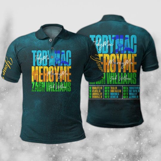 Discover Custom Name TobyMac MercyMe and Zach Williams Tour Music Polo Shirt
